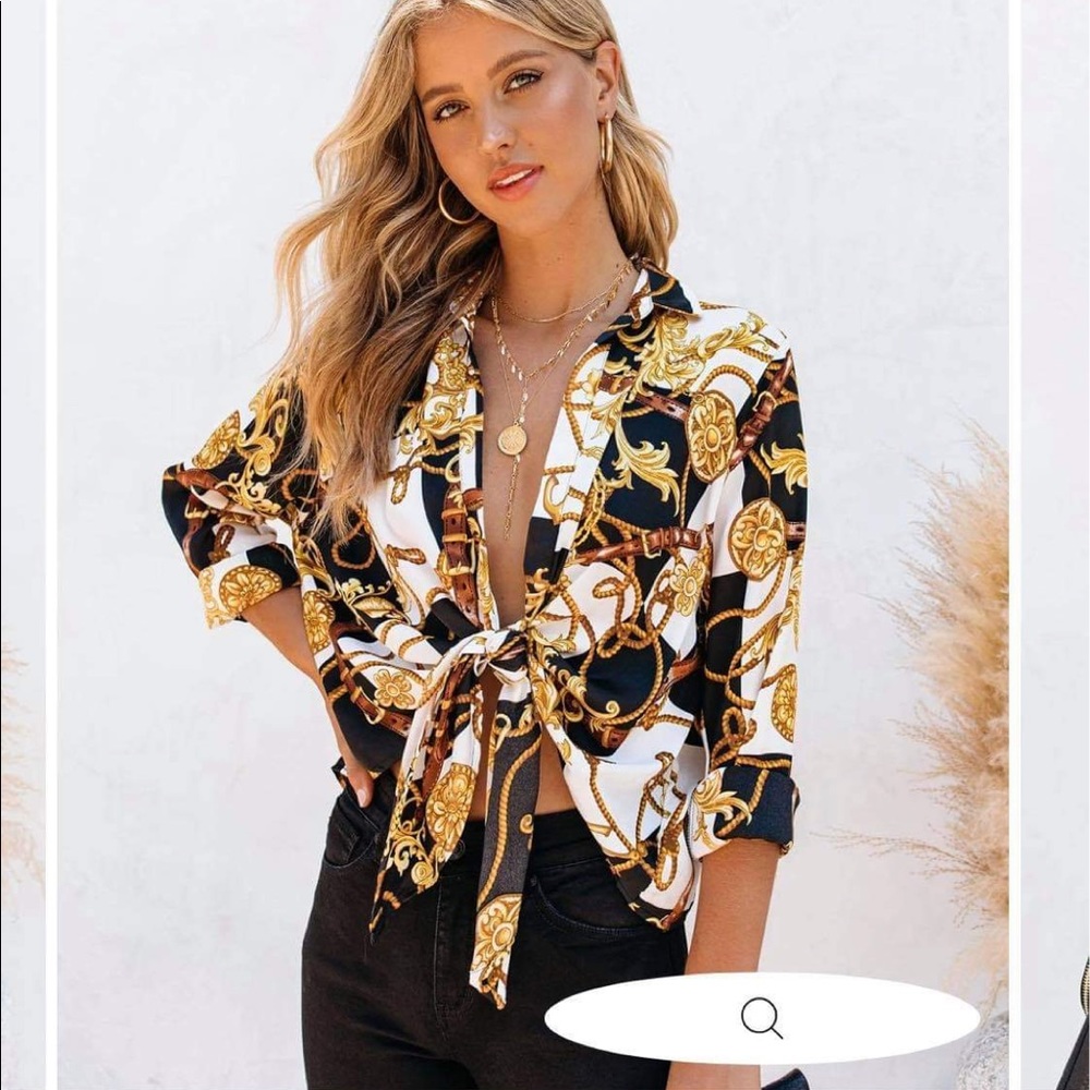 Vici Bianchi Print Tie Blouse